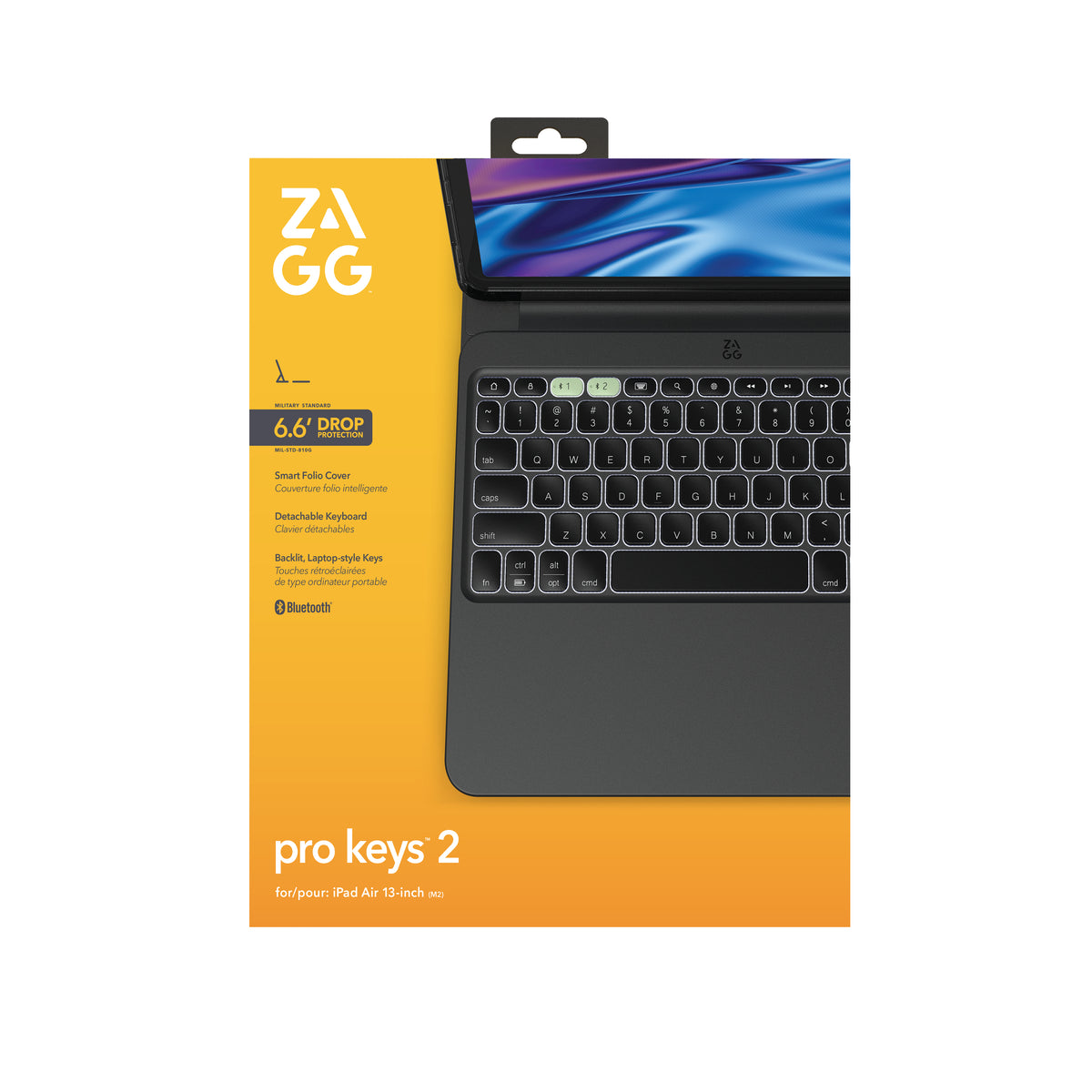 ZAGG Pro Keys 2 Clavier Bluetooth Nordique pour iPad Air 13 (M2), Noir