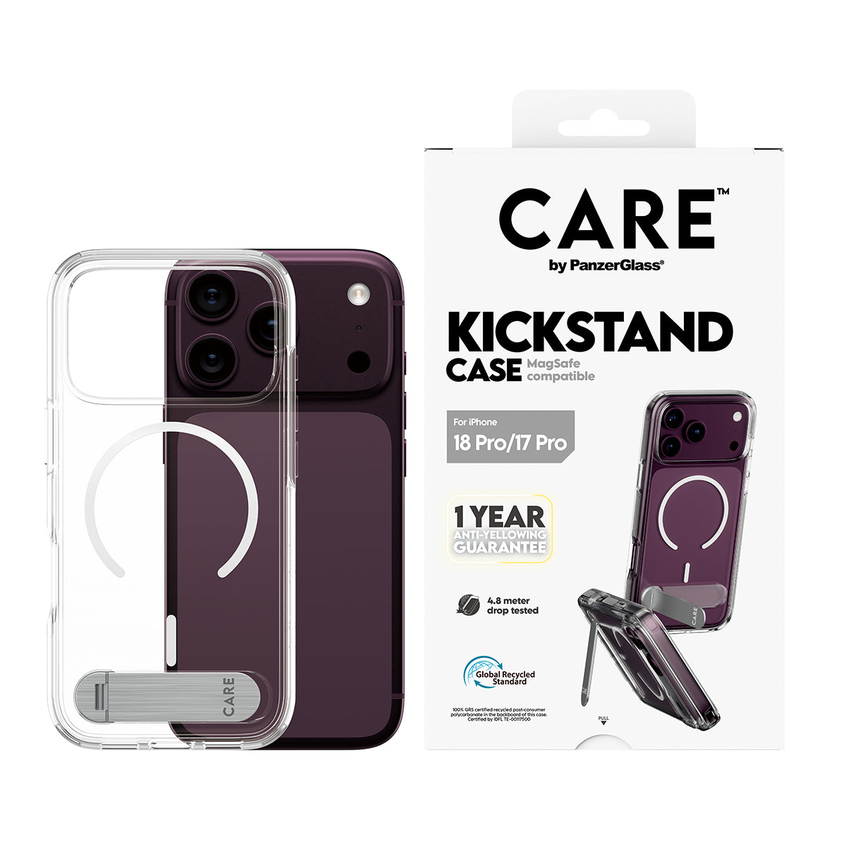 PanzerGlass CARE™ by ® Kickstand Case Transparent w. White MagSafe iPhone 2026 Pro | 17 Pro coque de protection pour tél