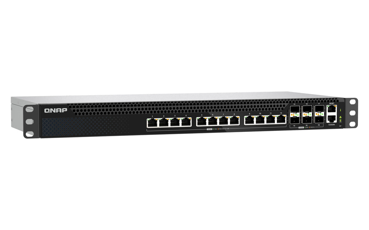 QNAP QSW-M5218-6F12T commutateur réseau Géré L3 10G Ethernet (100/1000/10000) 1U Noir