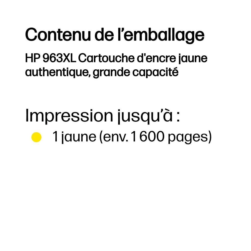 HP 963XL Cartouche d'encre jaune authentique, grande capacité
