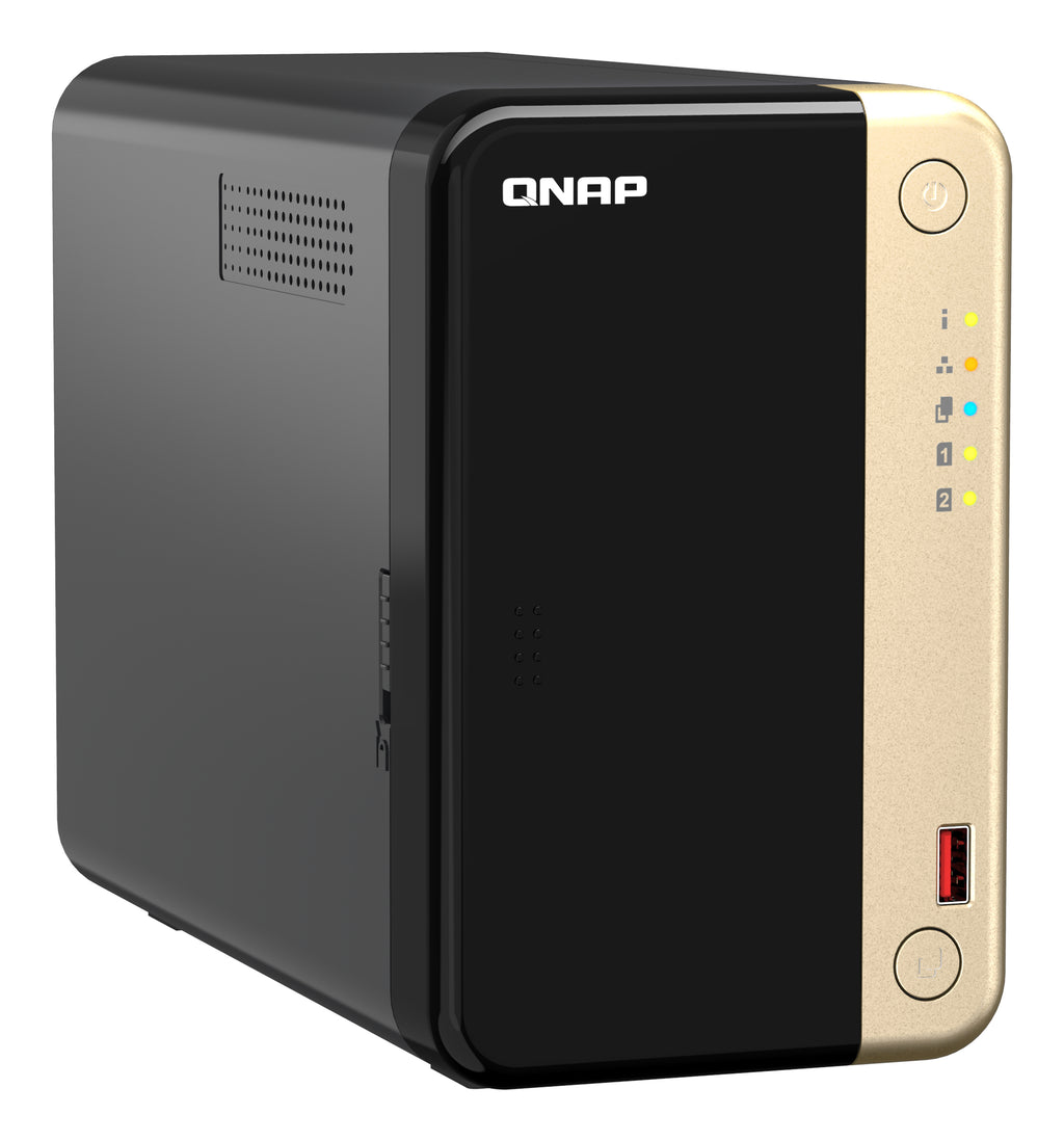 QNAP TS-264 NAS Tower Intel Celeron N5095 8 Go RAM 0 To QTS Noir et Or