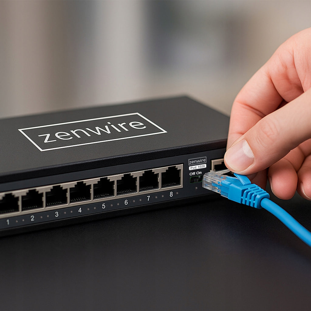 Commutateur répartiteur 10 ports (8 POE) avec 2 ports LAN Ethernet RJ45 pour caméras IP Zenwire 1028
