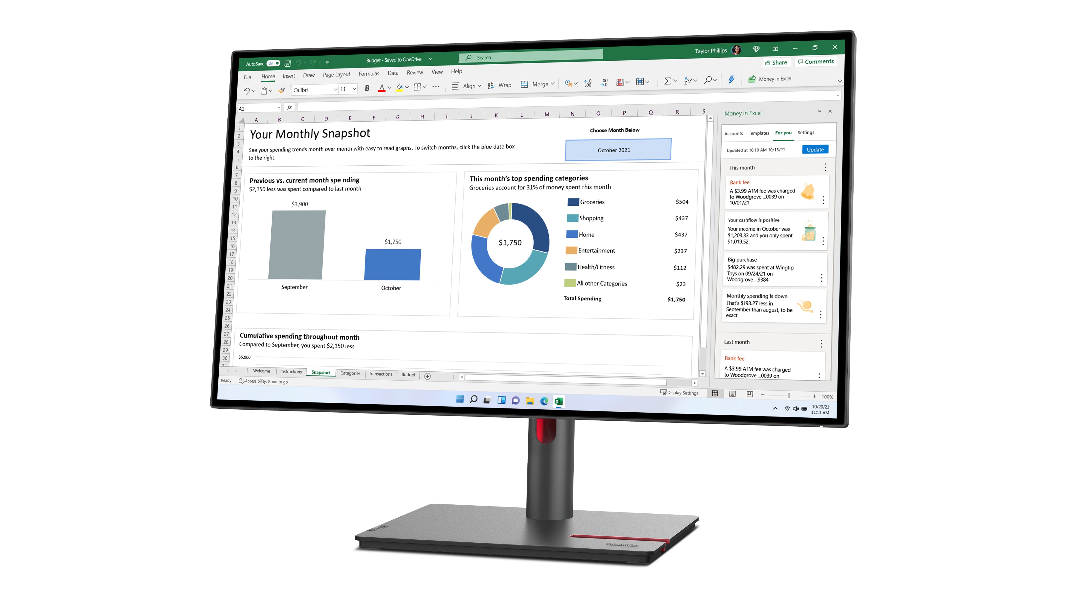 Lenovo ThinkVision P27h-30 écran plat de PC 68,6 cm (27") 2560 x 1440 pixels Quad HD LCD Noir