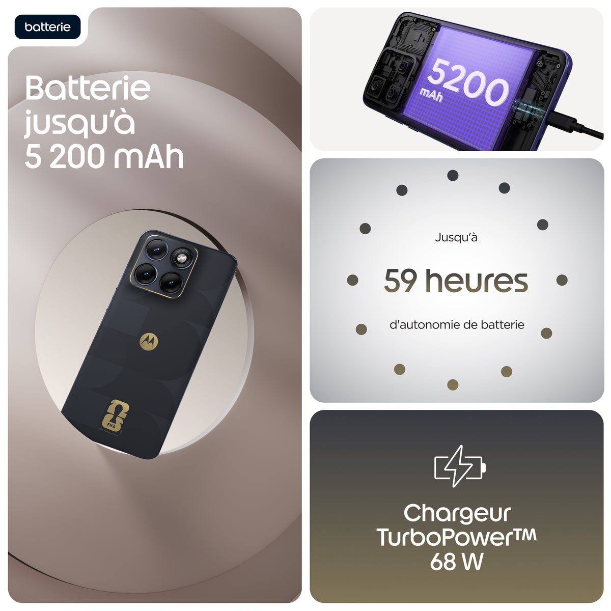 Motorola edge 70 fusion FIFA Edition 17,2 cm (6.78") Double SIM Android 16.0 5G USB Type-C 8 Go 256 Go 5200 mAh Noir