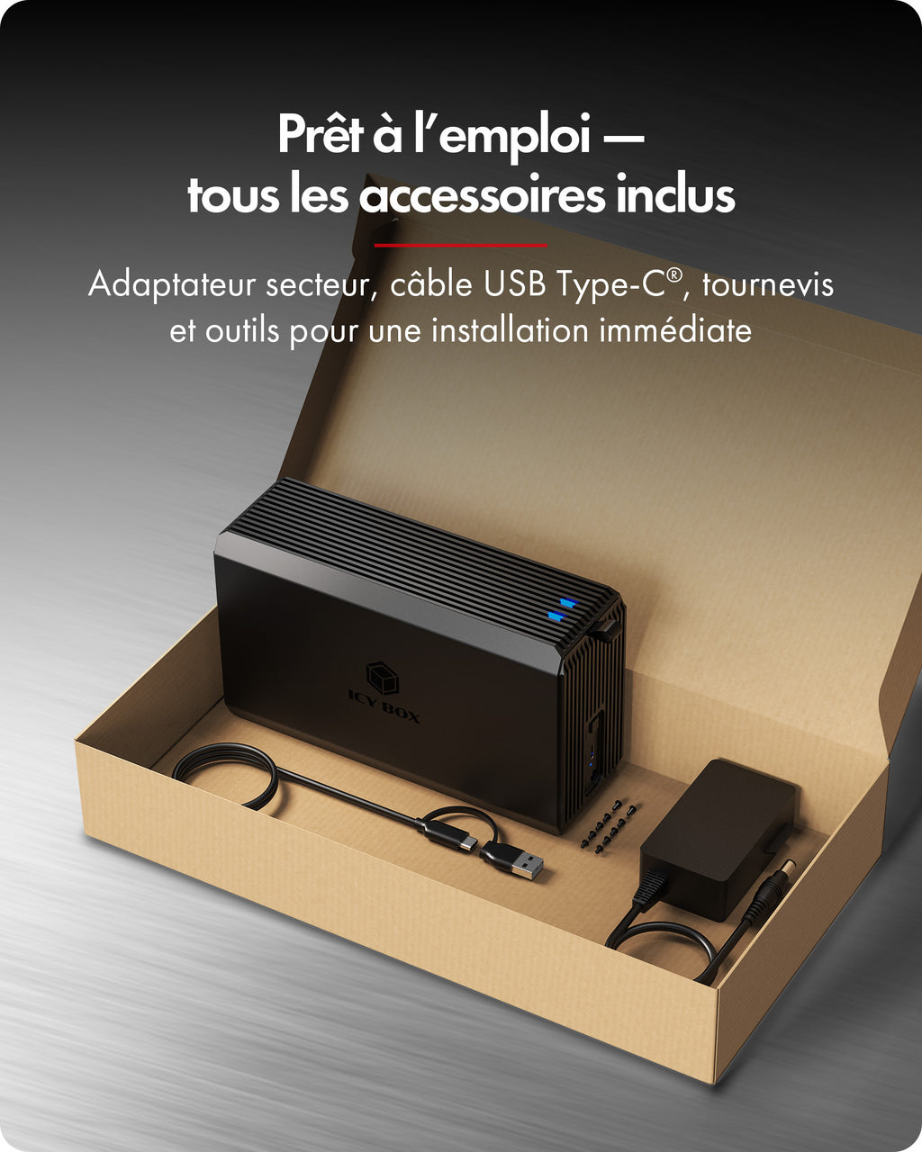 ICY BOX IB-RD3720-CU3 Boîtier disque dur/SSD Noir 2.5/3.5"