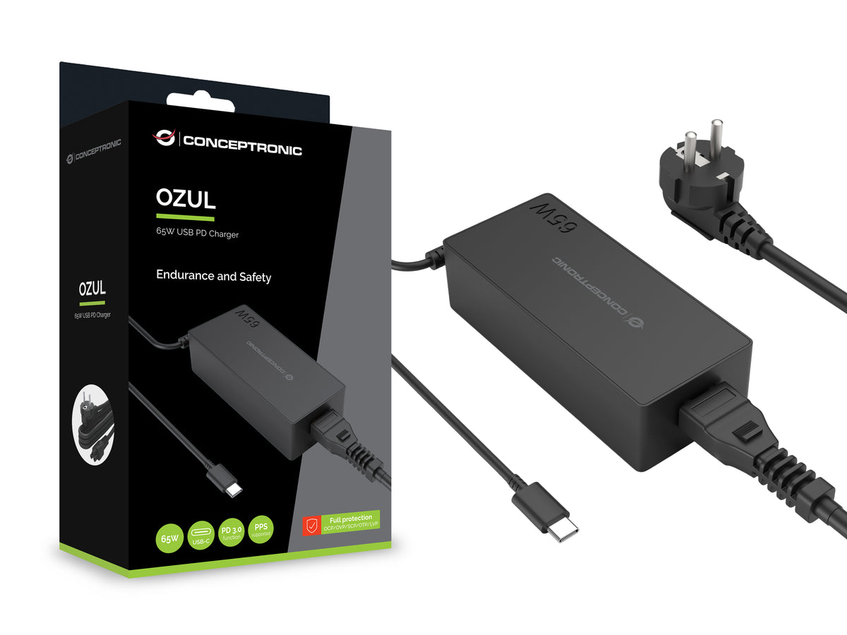 Conceptronic OZUL09BE adaptateur de puissance & onduleur Intérieure 65 W Noir