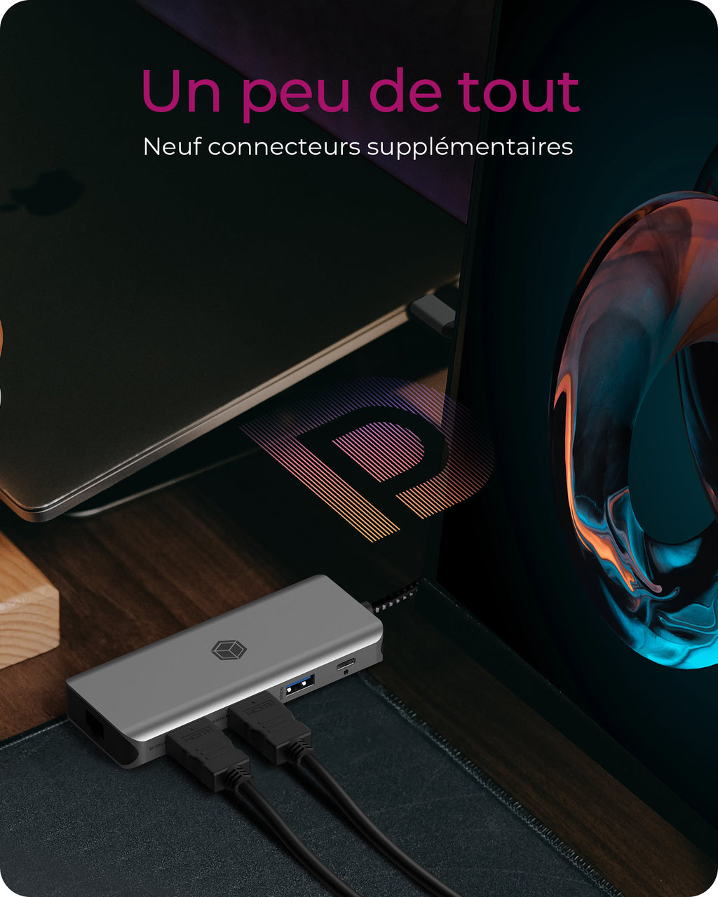 ICY BOX IB-DK4012-CPD Avec fil USB 3.2 Gen 1 (3.1 Gen 1) Type-C Anthracite, Noir