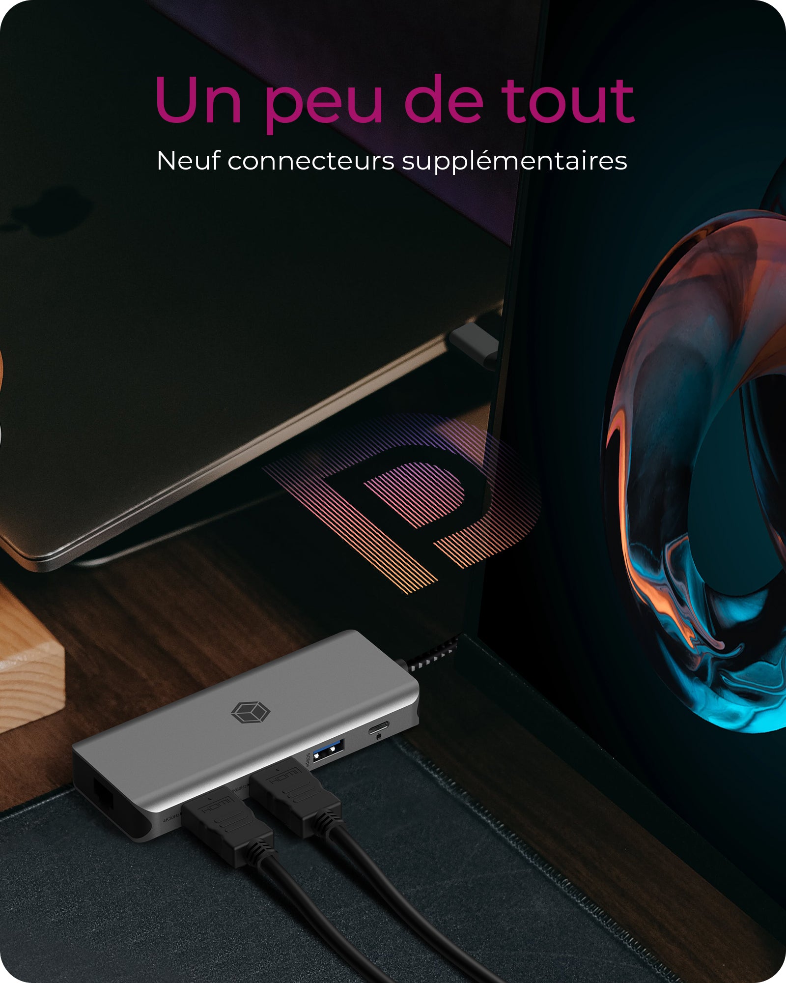ICY BOX IB-DK4012-CPD Avec fil USB 3.2 Gen 1 (3.1 Gen 1) Type-C Anthracite, Noir