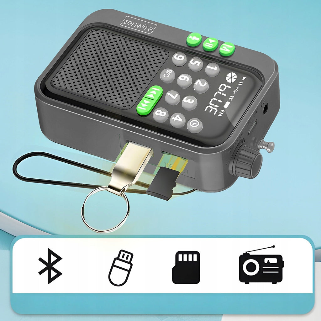 Mini radio FM de poche Bluetooth portable pour le chantier ou la cuisine, fonctionnant sur piles - Zenwire Y1