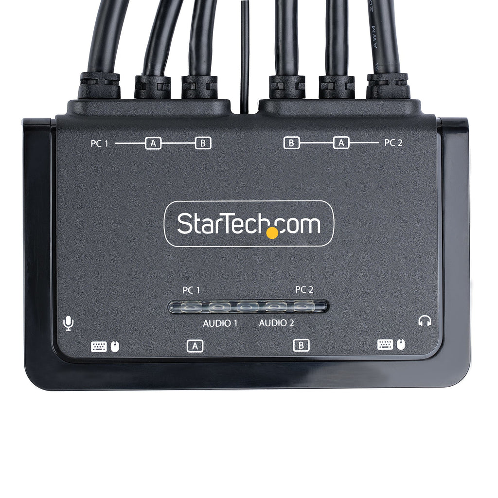 StarTech.com C2-DD46-UA2-CBL-KVM Commutateur KVM Double Écran DisplayPort 4K 60Hz, Clavier et Souris, Noir