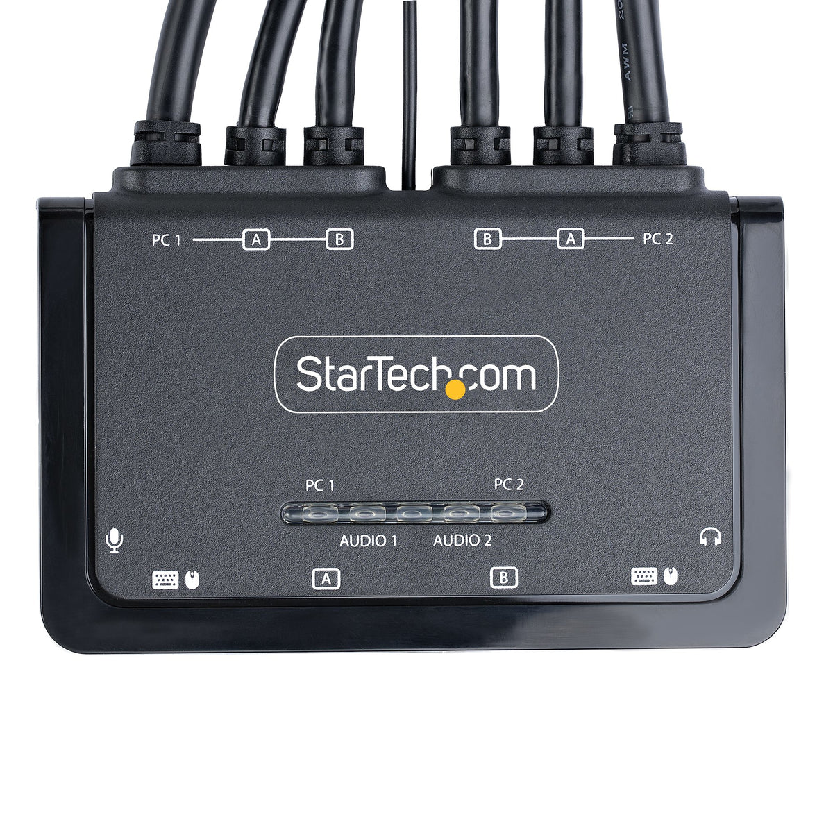 StarTech.com C2-DD46-UA2-CBL-KVM Commutateur KVM Double Écran DisplayPort 4K 60Hz, Clavier et Souris, Noir