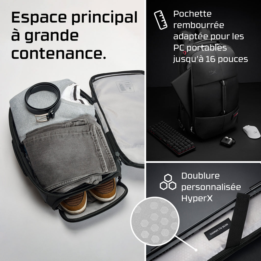 HyperX Sac à dos Knight pour Gamer, Compatible PC Portable jusqu'à 16 pouces
