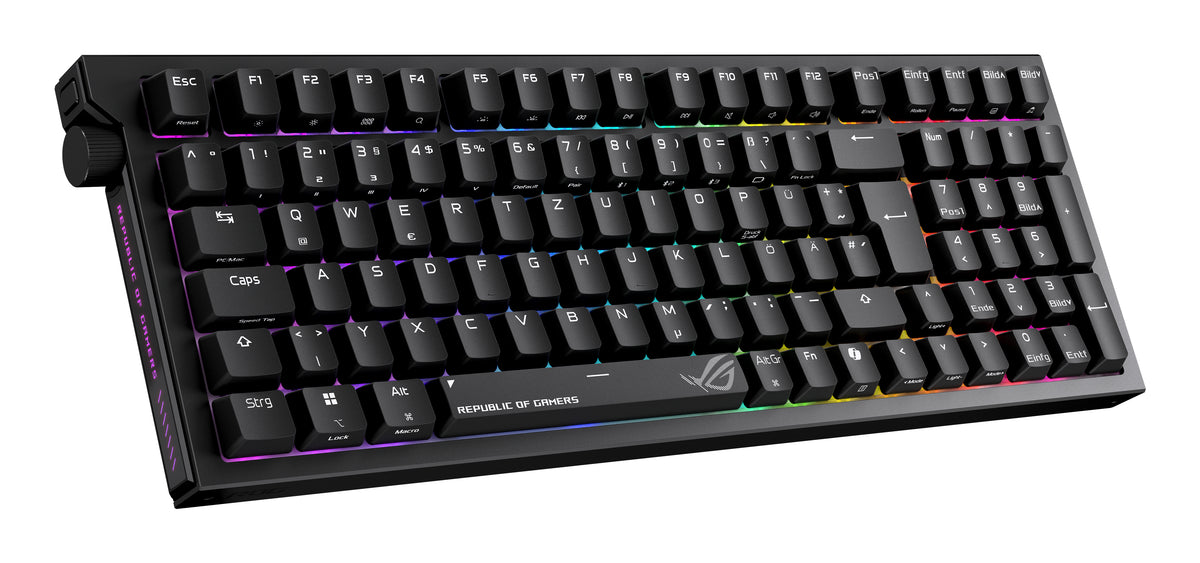 ASUS ROG Strix Morph 96 Wireless Clavier Gaming Mécanique QWERTZ Allemand, USB, RF Wireless, Bluetooth, Noir