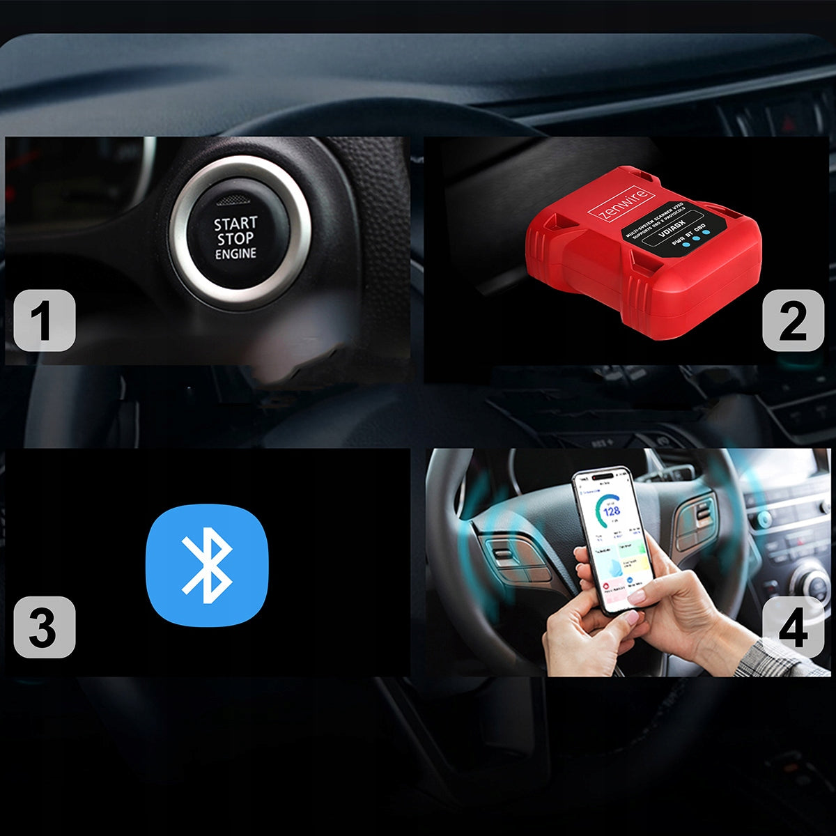 Interface de test et de diagnostic OBD2 ELM327 pour voiture VDiagX V016 Zenwire