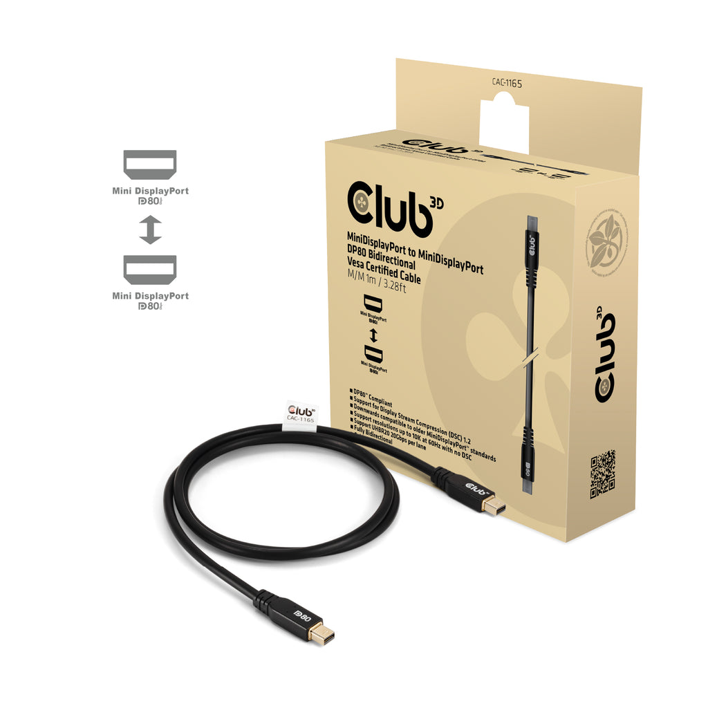CLUB3D CAC-1165 câble DisplayPort 1 m Mini DisplayPort Noir