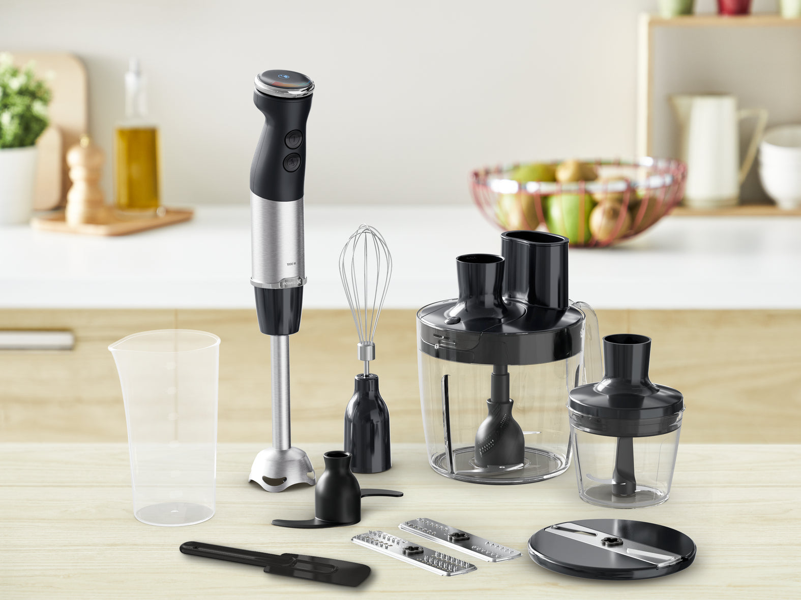 Tefal Quickchef+ HB67G830 blender 0,8 L Mélangeur par immersion 1000 W Noir, Acier inoxydable