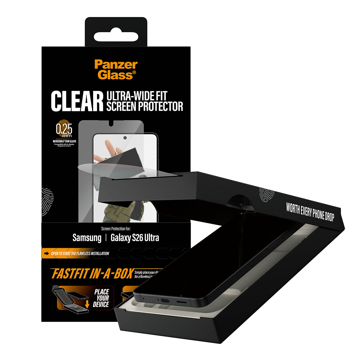 PanzerGlass Protection d'écran pour Samsung Galaxy S26 Ultra, Ultra-Wide Fit avec Fastfit, Transparent