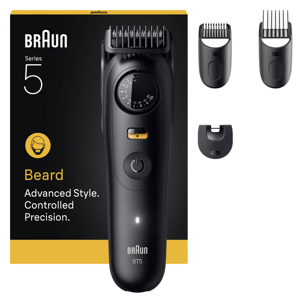 Braun BeardTrimmer 5 80789813 Tondeuse à Barbe Noir, AC/Batterie, Mouillé & Sec