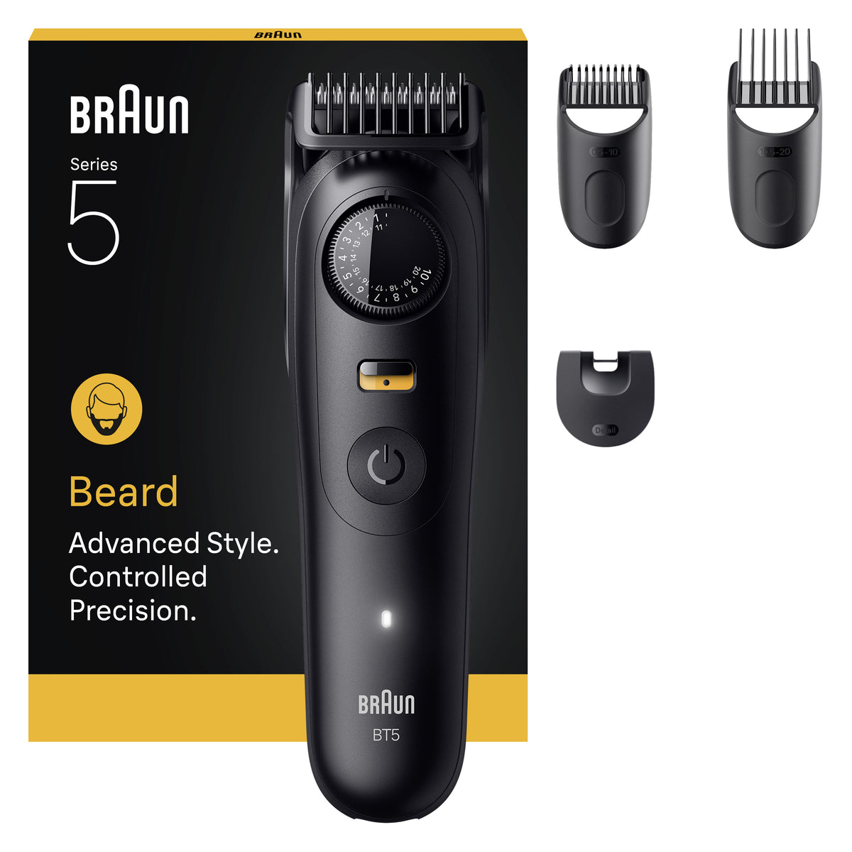 Braun BeardTrimmer 5 80789813 Tondeuse à Barbe Noir, AC/Batterie, Mouillé & Sec