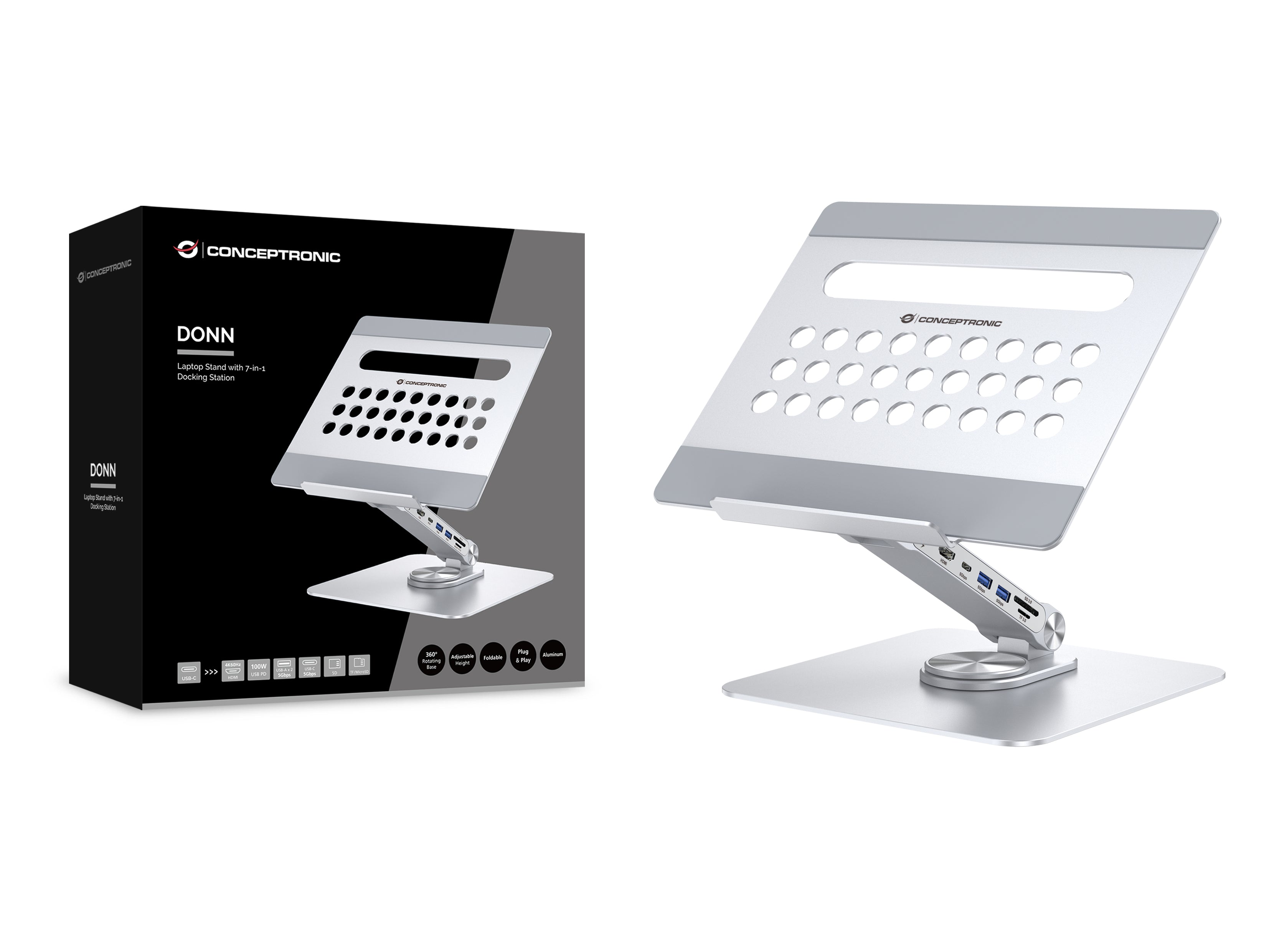 Conceptronic DONN27G Support de livres Supports de Laptop Argent