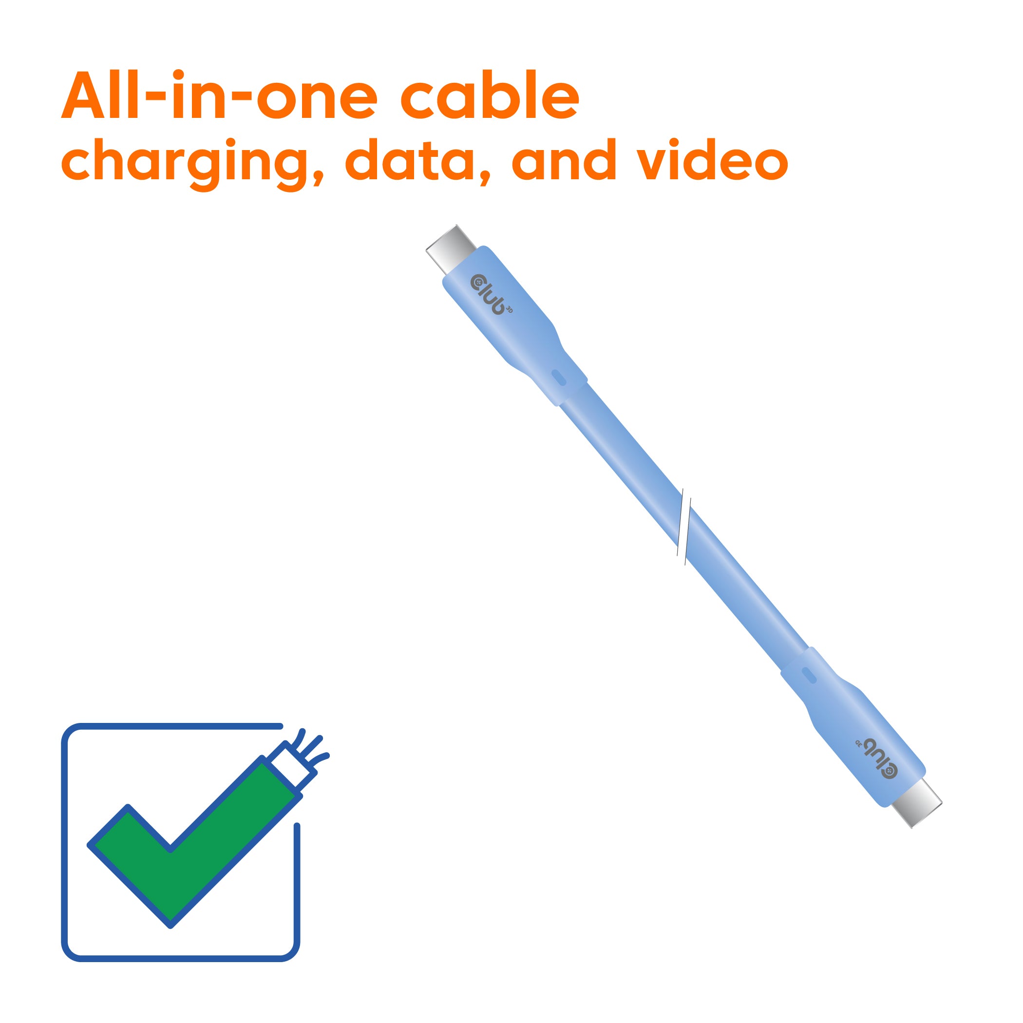 CLUB3D CAC-3003 câble USB USB4 Gen 2x2 2 m USB C 20 Gbit/s 240 W Bleu
