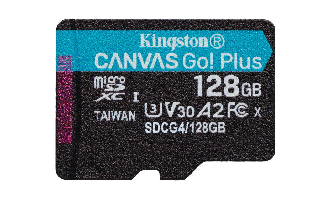 Kingston Technology Carte microSDXC Canvas Go Plus Gen4 200R A2 U3 de 128 Go, pack unique sans ADP