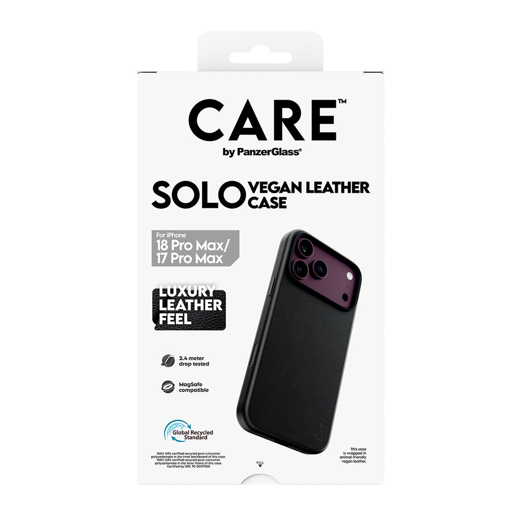 CARE™ by PanzerGlass® Solo Vegan Leather Case Blac