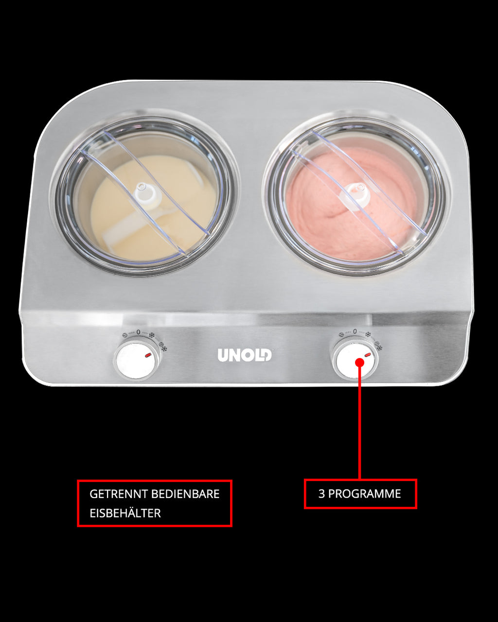 Unold Doppio Compresseur pour sorbetière 2,4 L 250 W Acier satin, Blanc