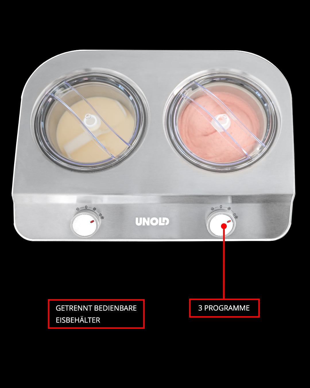 Unold Doppio Compresseur pour sorbetière 2,4 L 250 W Acier satin, Blanc