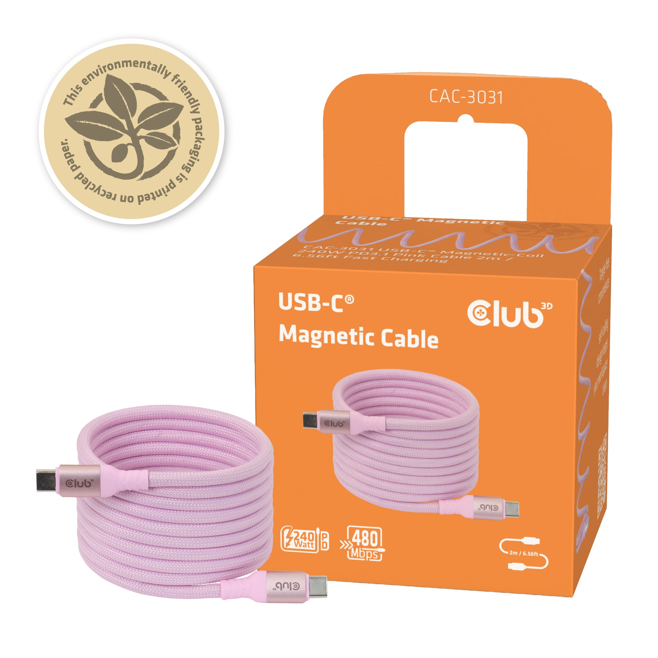 CLUB3D CAC-3031 câble USB USB 2.0 2 m USB C Rose