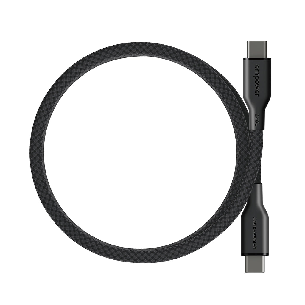 PanzerGlass empower™ Câble USB-C vers USB-C Magnétique 240W, USB 2.0, 1,5m, Space Black Transparent