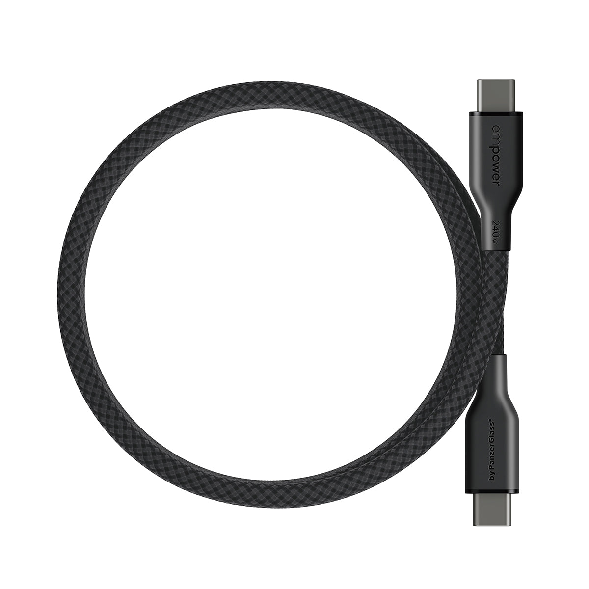 PanzerGlass empower™ Câble USB-C vers USB-C Magnétique 240W, USB 2.0, 1,5m, Space Black Transparent