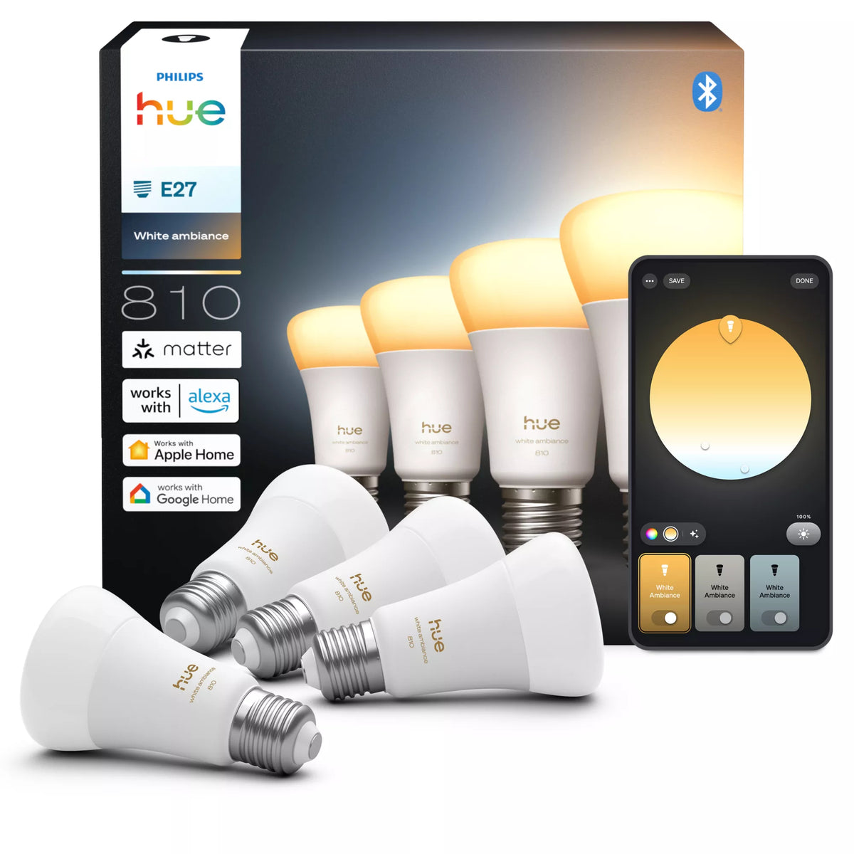 Philips Hue White ambiance A60 - Ampoule connectée E27 - 810 - vue 3