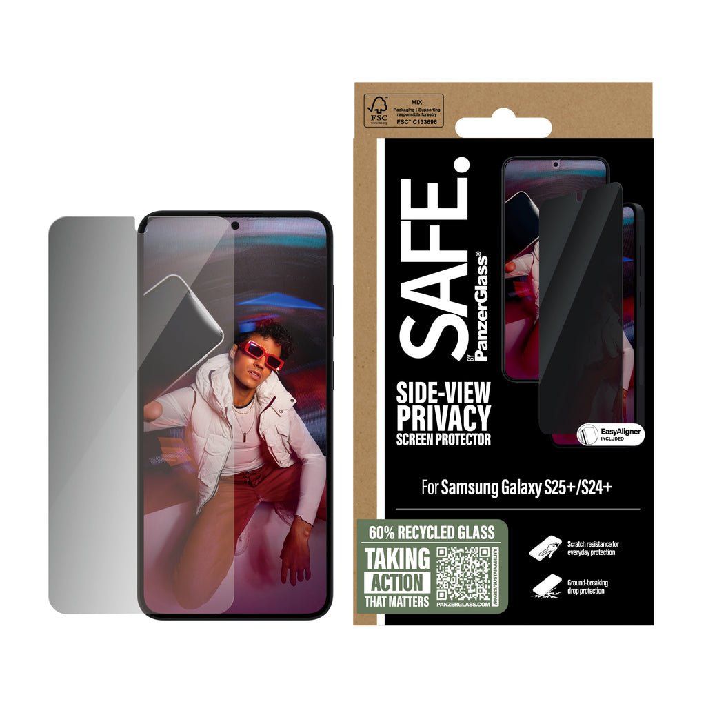 PanzerGlass SAFE. by ® 2-Way Privacy Screen Protector Samsung Galaxy S25+ | S24+ | Ultra-Wide Fit w. EasyAligner Protection d'écran transparent 1 pièce(s)