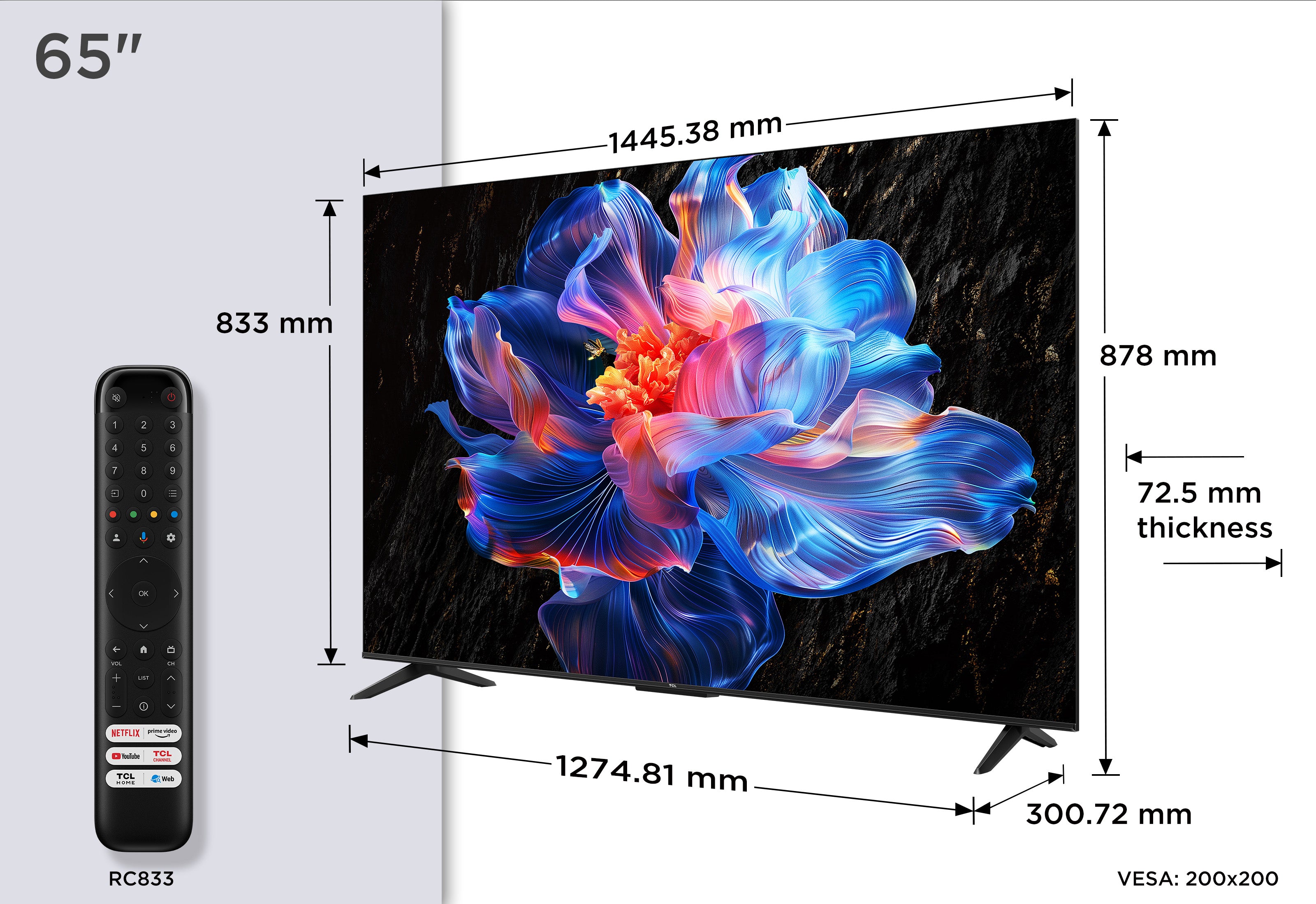 TCL 65P69K TV 165,1 cm (65") 4K Ultra HD Smart TV Wifi Noir