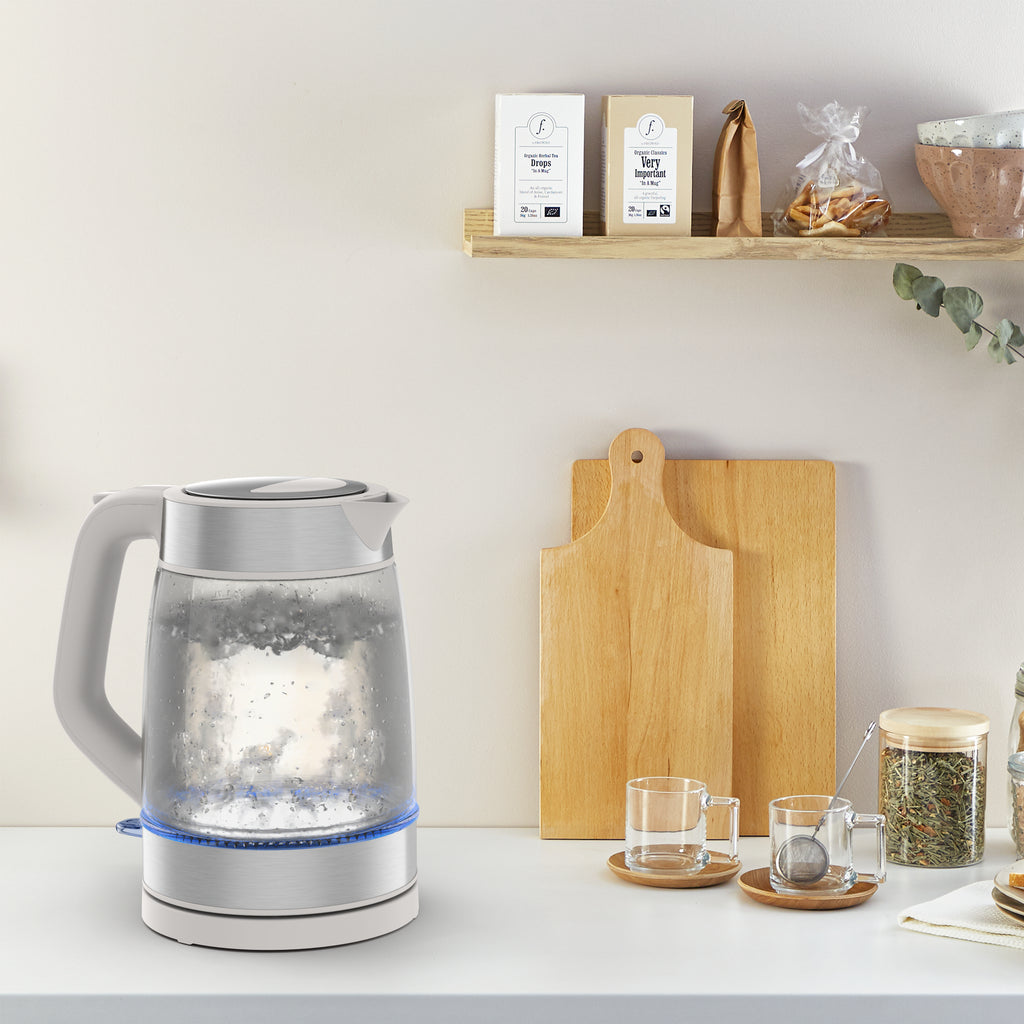 Tefal Glass Kettle KI605B30 bouilloire 1,7 L 2200 W Gris, Argent, Transparent