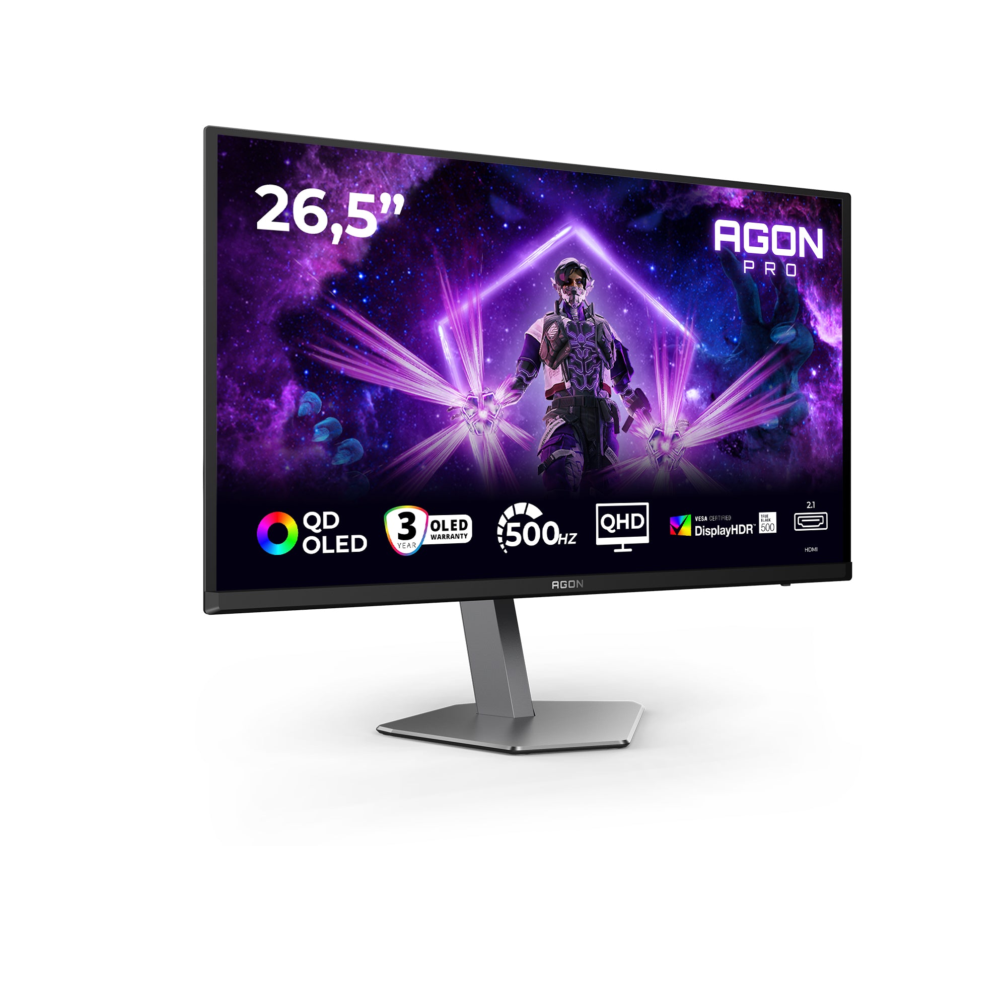 AOC AGON PRO AG276QKD2 écran plat de PC 67,3 cm (26.5") 2560 x 1440 pixels Quad HD QD-OLED Noir, Gris