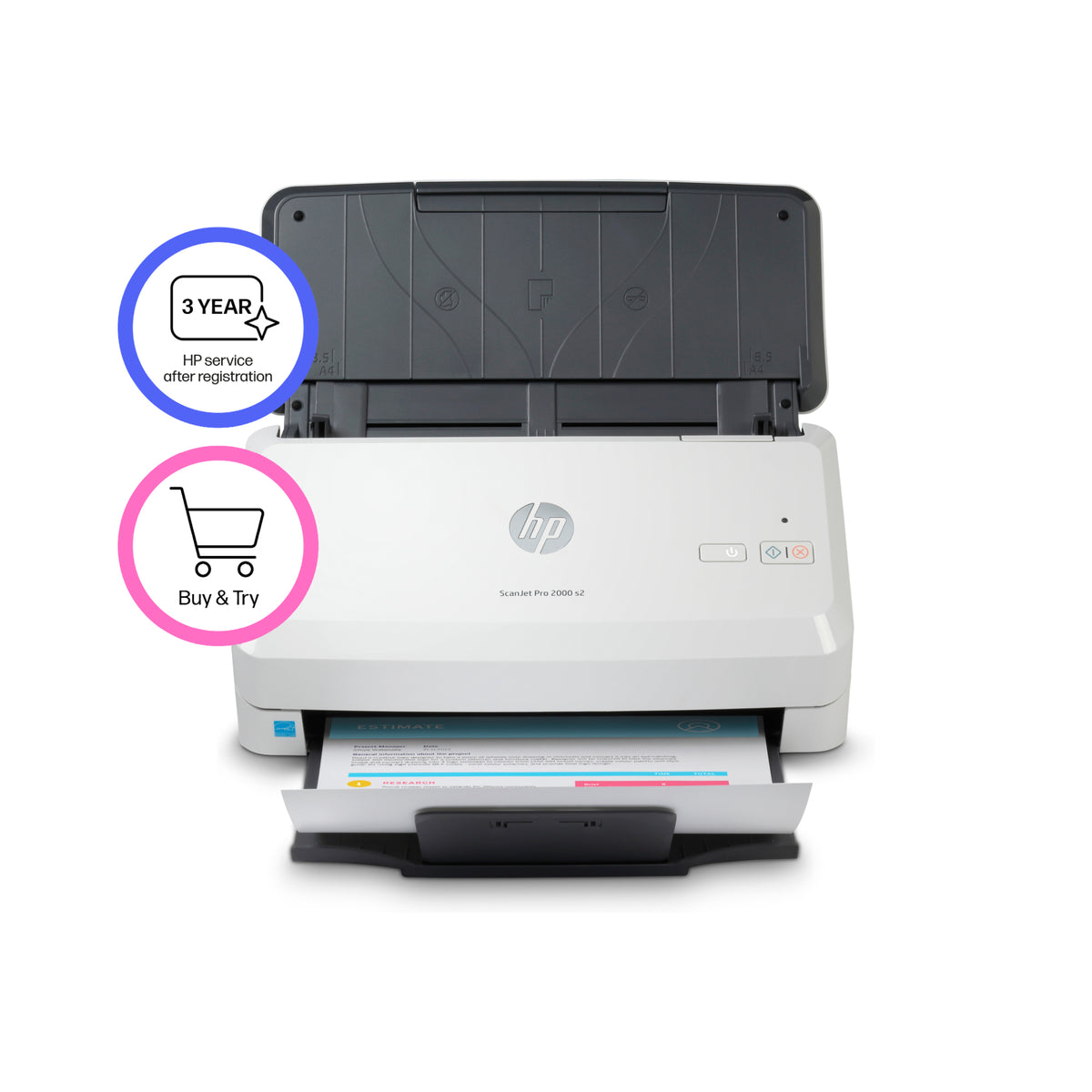 HP Scanjet Pro 2000 s2 Scanner à Alimentation Feuille à Feuille, 600 x 600 DPI, A4, Noir et Blanc