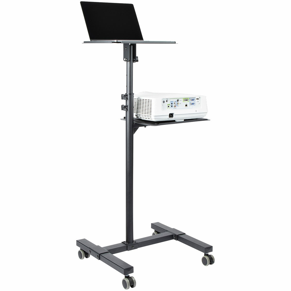 StarTech.com Table Vidéoprojecteur et Ordinateur Portable, Support Robuste 2 Étagères, Ajustable en Hauteur, Chariot Mob
