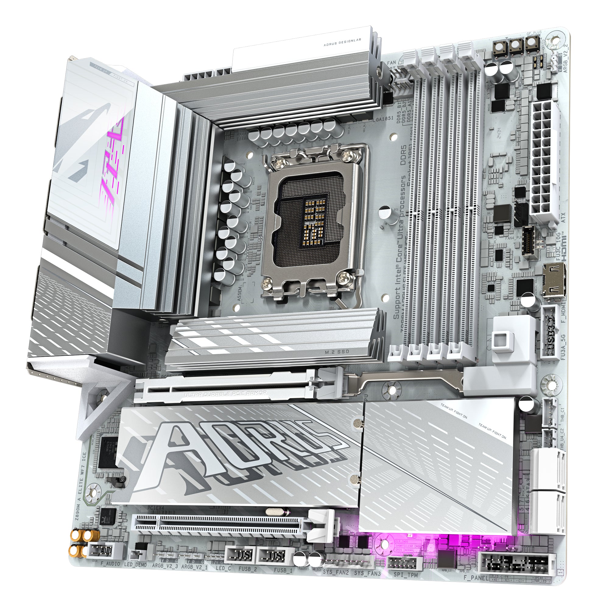 GIGABYTE Carte mère Z890M AORUS ELITE WIFI7 ICE - Prend en charge les processeurs Intel Core Ultra (Série 2), VRM à 12+1+2 phases, jusqu'à 8800MHz DDR5 (OC), 1xPCIe 5.0 + 2xPCIe 4.0, Wi-Fi 7, LAN 2.5GbE, USB 4