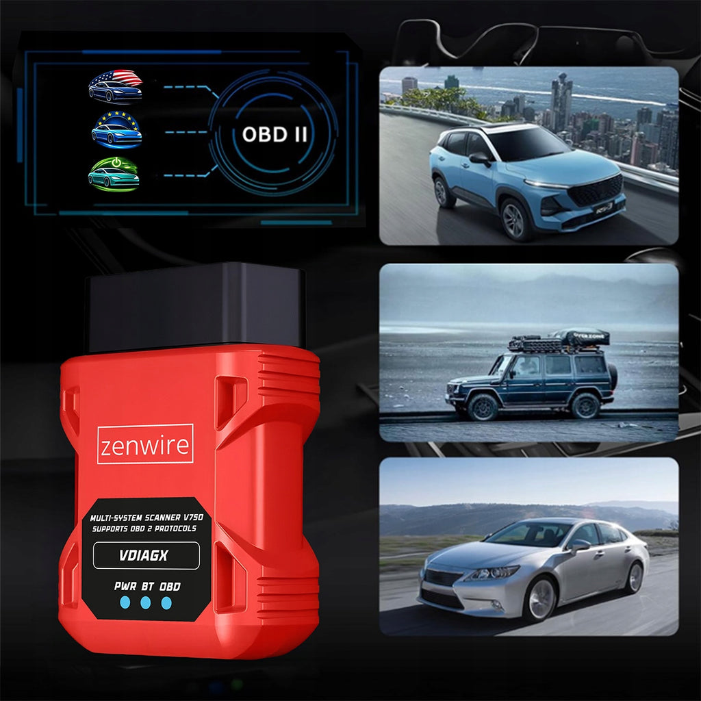 Interface de test et de diagnostic OBD2 ELM327 pour voiture VDiagX V016 Zenwire
