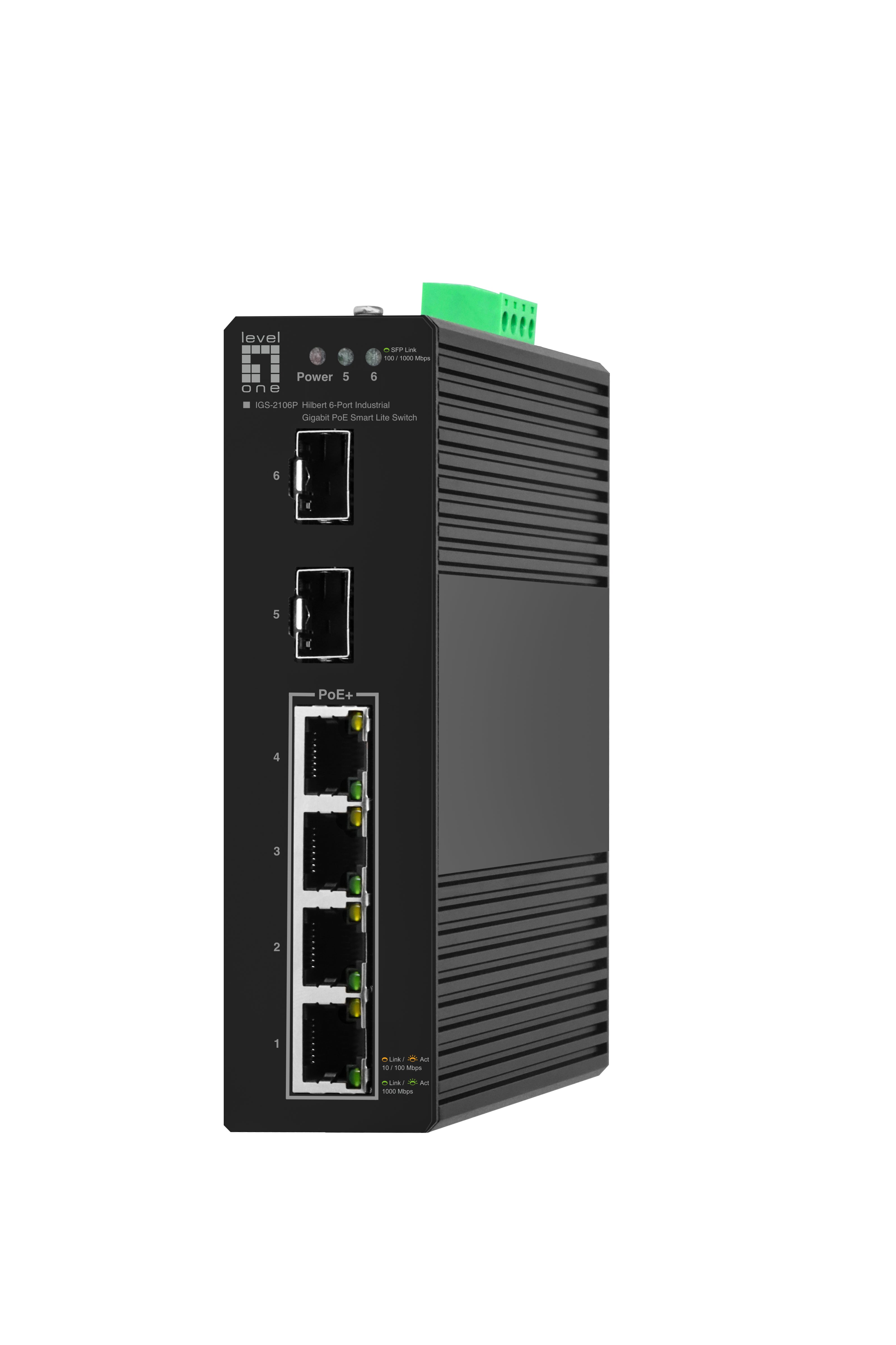 LevelOne IGS-2106P commutateur réseau Géré L2 Gigabit Ethernet (10/100/1000) Connexion Ethernet, supportant l'alimentation via ce port (PoE) Noir
