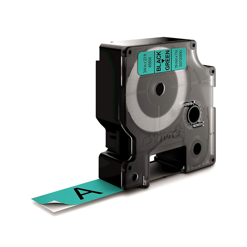 DYMO D1 Étiquettes Autocollantes, 12 mm x 7 m, Impression Noire sur Fond Vert, pour LabelManager