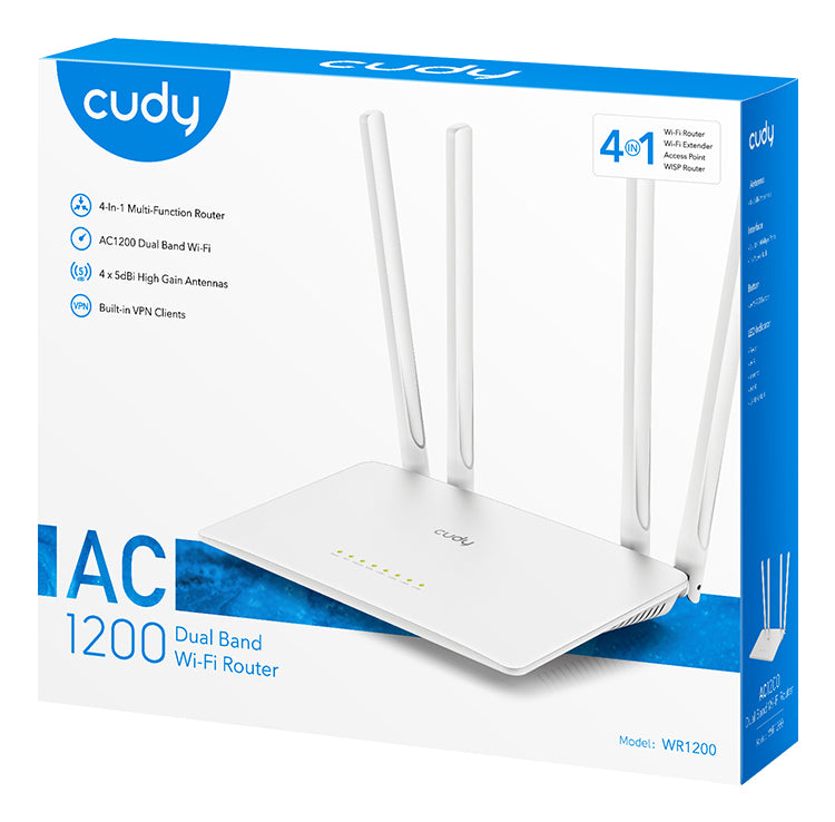 Cudy WR1200 routeur sans fil Fast Ethernet Bi-bande (2,4 GHz / 5 GHz) Blanc