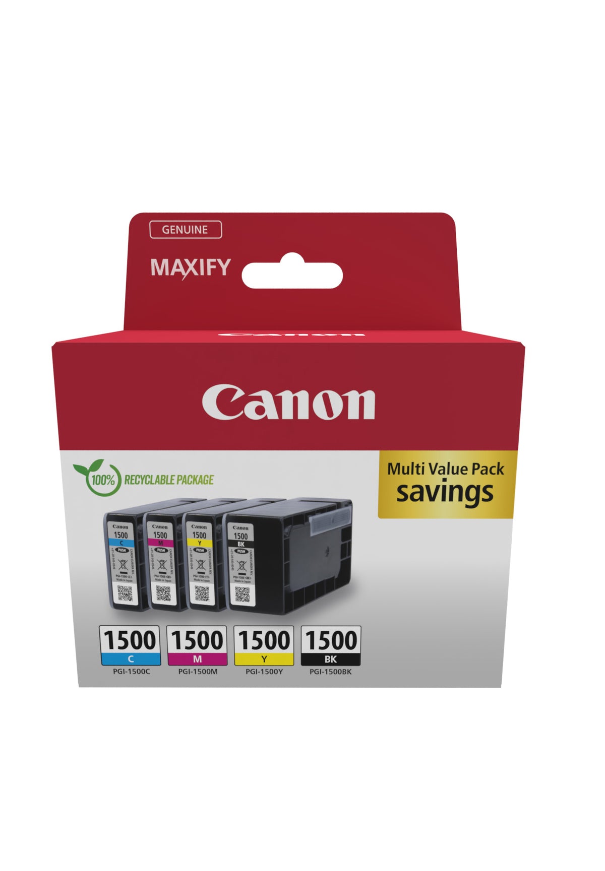 Canon 9218B006 Pack de 4 Cartouches d'Encre Originales - Noir, Cyan, Magenta, Jaune