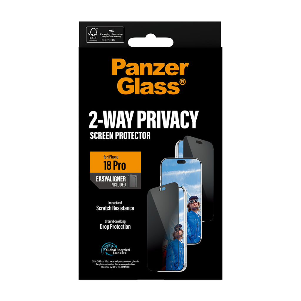 PanzerGlass ® 2-Way Privacy Screen Protector iPhone 2026 Pro | Ultra-Wide Fit w. EasyAligner Protection d'écran transpar
