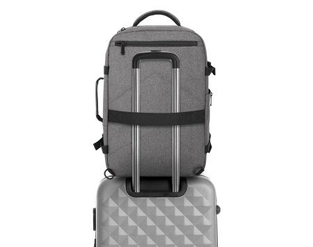 Manhattan Sac à dos de voyage Rome 17,3", 2 compartiments (PC jusqu’à 17,3" + tablette jusqu’à 11"), format cabine avion, 40 L, multiples poches, 3 pochettes souples, 2 poignées, bretelles escamotables, gris clair