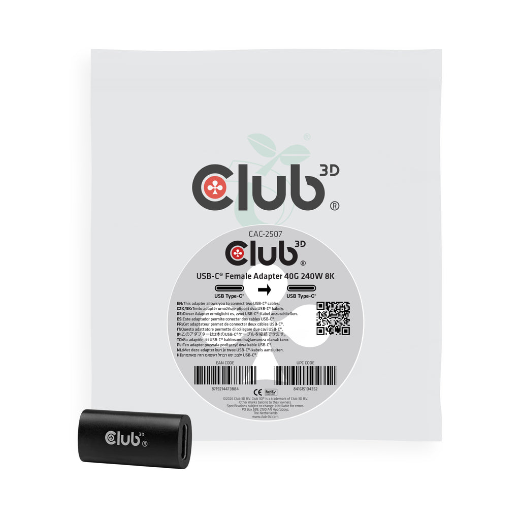 CLUB3D CAC-2507 USB-C to USB-C to USB-C USB-C Sort Sort