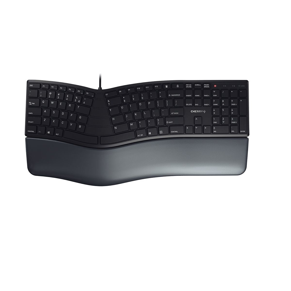 CHERRY KC 4500 ERGO Clavier Ergonomique USB QWERTY Anglais Américain, Noir