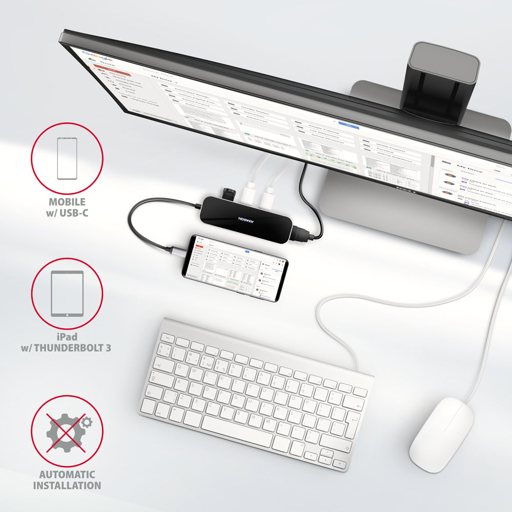 Axagon HMC-6H4A station d'accueil Avec fil USB 3.2 Gen 1 (3.1 Gen 1) Type-C Noir, Gris